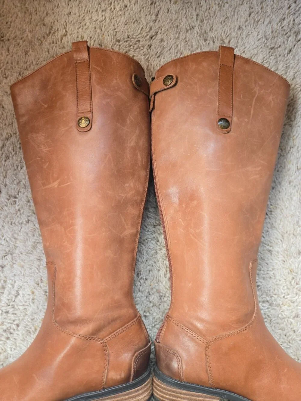 Sam Edelman Penny Leather Riding Boots Whiskey Brown Youth US Size 3/Womens 4.5